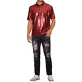 thumbnail image 2 of INSPIRE CHIC Metallic T-Shirt for Men's Short Sleeves Hipster Shiny Disco Golf Polo Shirts, 2 of 5