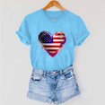 thumbnail image 6 of Sexlip Womens Swimsuit Set Gradient Heart Flag Print Cover Up Design Crew Neck Short Sleeve Casual Silhouette Lightweight Fabric for Beach Vacations Blue S, 6 of 6