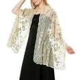 thumbnail image 3 of Ladiery Sequin Floral Shawls and Wraps for Evening Dresses,Women sparkly Sheer Mesh Wedding Shawls for Evening Party, 3 of 8