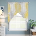 thumbnail image 6 of Yellow White Kitchen Window Curtains, Swag Curtains Valance for Bedroom Living Room Bathroom, Abstract Grey Chrysanthemum Flower Floral Rod Pocket Window Curtain Block Drapes 2 Panels 36"x45", 6 of 9