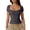 Gray #1, variant on Womens Square Neck Shirts Double Lined Top Fitted T-Shirts Short Sleeve Basic Tee 2024 Summer Outfits Going Out Tops Light Brown M