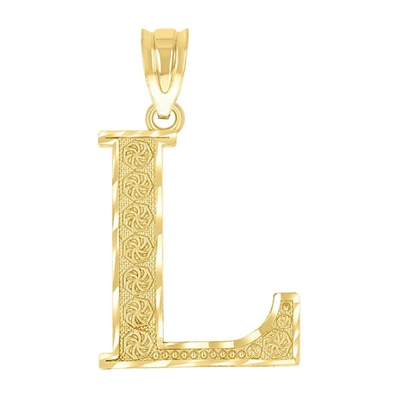 10k Gold Dc Mens Letter L Height 27.6mm X Width 14.4mm Initial Charm Pendant Necklace for Men
