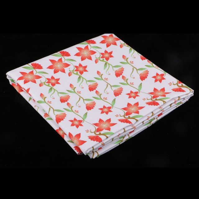 Langgg Printed Waterproof Fabric By the Yard for Cushion Table Cloth White + Flower