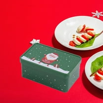 KOYPTL Metal Christmas Storage Box,Christmas Tin Case Packaging Box Square Container with Lid for Cookie Candy Treats Gifts Storage for Xmas Holiday Parties Birthdays and Seasonal Celebrations Design