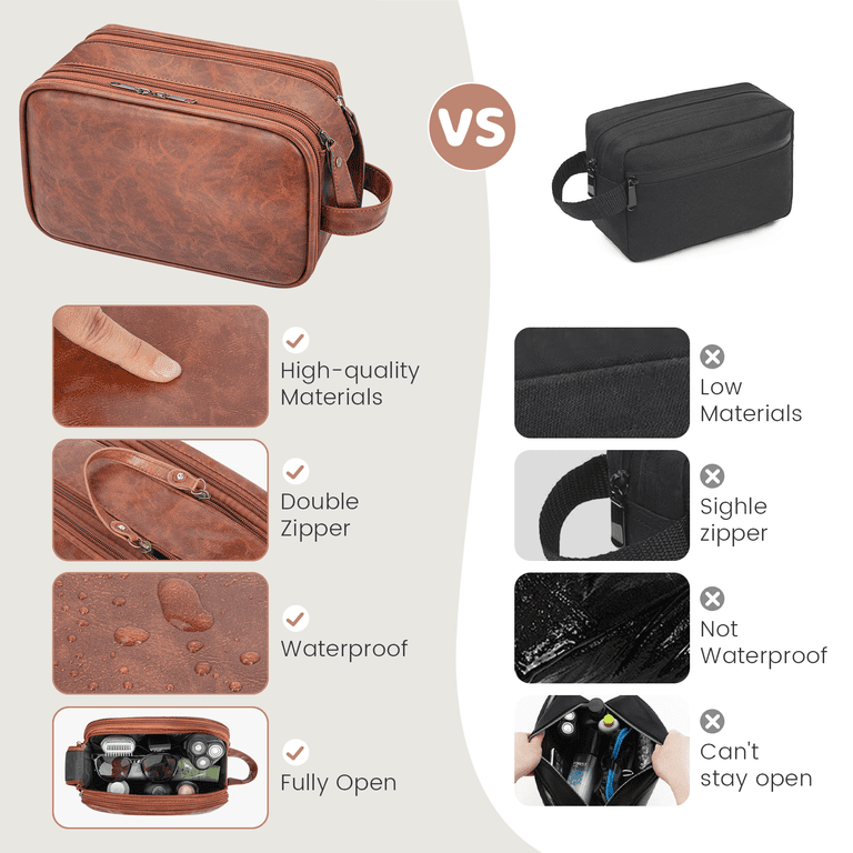DAKOMM Toiletry Bag, Water-Resistant Leather Travel Organizer photo 2