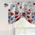 thumbnail image 4 of Tie Up Valance Curtain for Kitchen, Independence Day Blue Red Flowers Rod Pocket Short Curtains Adjustable Tie-Up Shade Valances, Daisy Bees Window Treatment for Bathroom Living Room Bedroom, 4 of 9