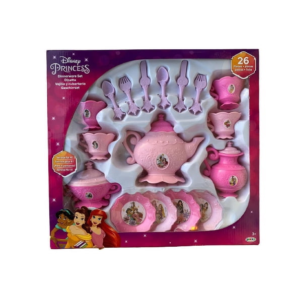 Disney Princess Dinnerware Set- 26 Pieces, Service for 4, Pink