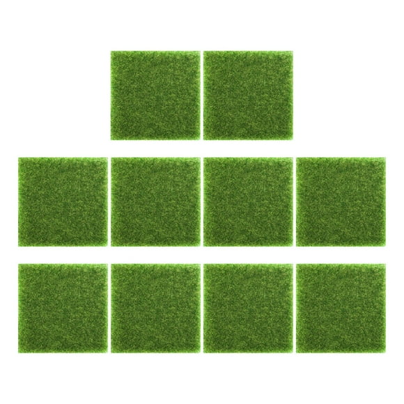 OULII 10Pcs Evergreen Non-fading Artificial Grass Mats for Homeowners and Decorators Grass for Balcony 5.9x5.9in