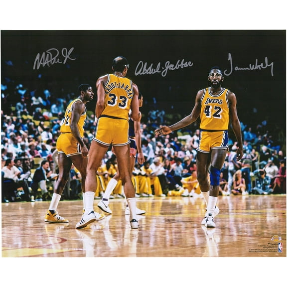 Kareem Abdul-Jabbar, Magic Johnson and James Worthy Los Angeles Lakers Autographed 16" x 20" Photograph - Fanatics Authentic Certified