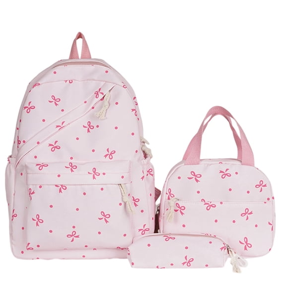 Boyscolos Coquette Bow Backpack for Women Cute Kawaii Backpack Set Preppy Aesthetic Daypack Travel Bow Rucksack Pink One Size