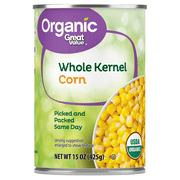 Great Value Organic Whole Kernel Corn, 15 oz Can