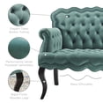 thumbnail image 6 of Contemporary Modern Urban Designer Living Room Lounge Club Lobby Loveseat Settee Sofa, Velvet Fabric, Aqua Blue, 6 of 8