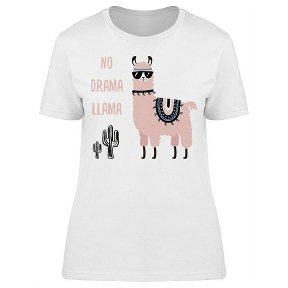 Llama With Sunglasses, No Drama T-Shirt Women -Image by Shutterstock, Female XX-Large