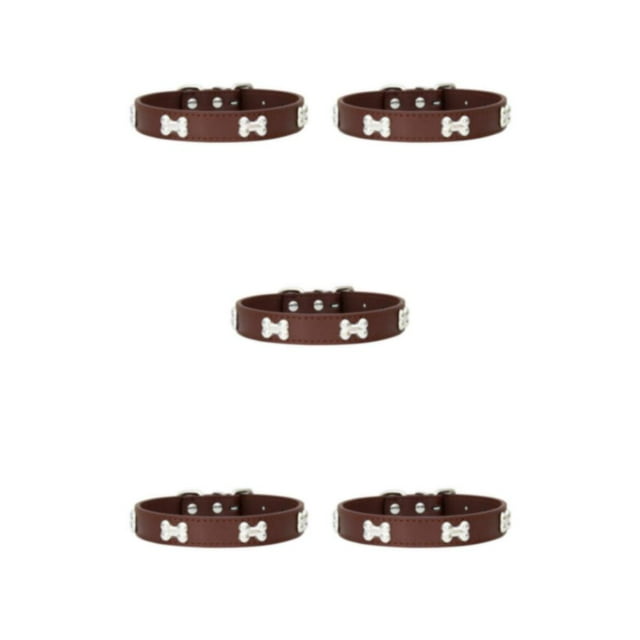 Guardoinrt Comfortable Wear In Multiple Sizes With Stylish PU Multiple Sizes Available PU Cat Collar coffee 1.5*37cm 5Set