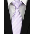 thumbnail image 2 of ORUYROP Cravate Formelle en Soie Tissée Jacquard Rayée Bleue Grise Classique pour Hommes, 2 of 5