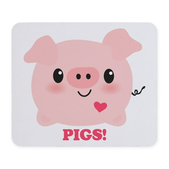 CafePress - Kawaii I Love Pigs Mousepad - Non-slip Rubber Mousepad, Gaming Mouse Pad
