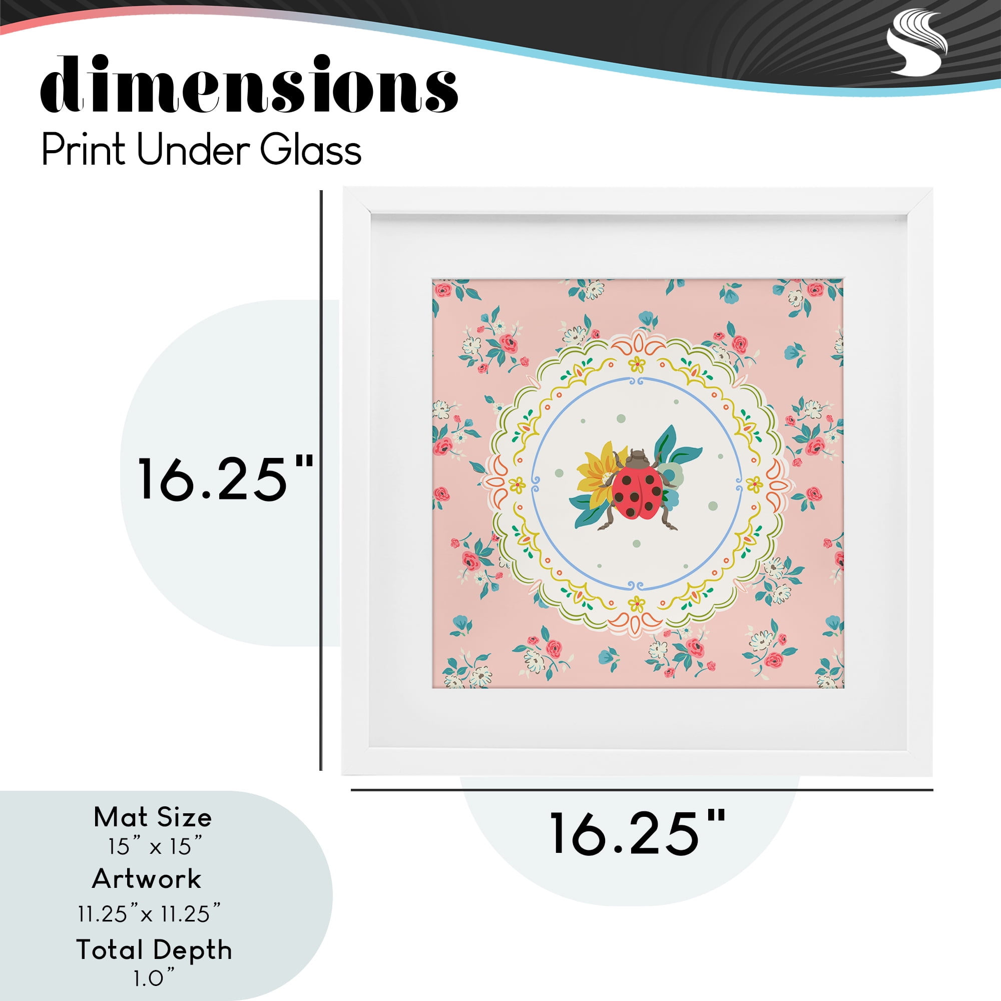 Spring Lady Bug Lace Pattern White Framed Print Under Glass, design by Angela Steahling