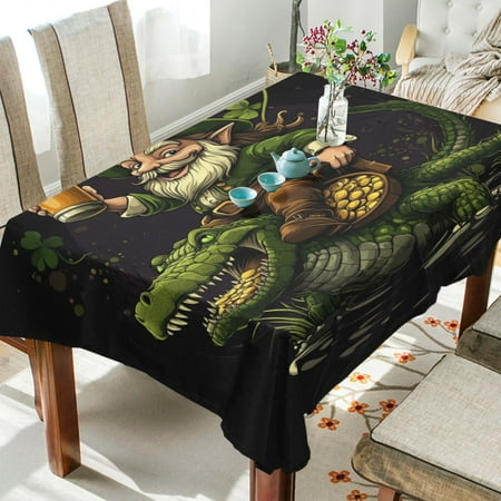 

WOBOGO St Patricks Dwarf Ride Crocodile Square Tablecloth 60×120in Polyester Fabric Tablecloth Washable Dust Resistant Wrinkle Resistant