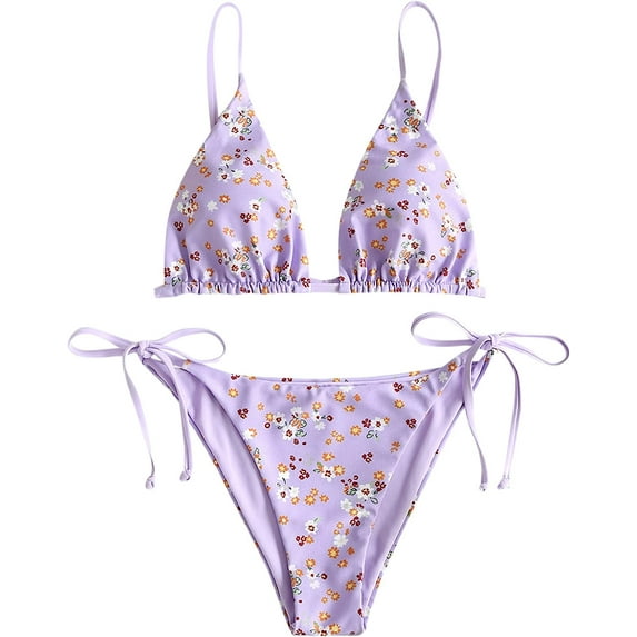 ZAFUL Women's Triangle Bikini Floral String Bikini Set Two Piece Swimsuit Bathing Suits