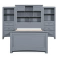 thumbnail image 4 of [Luckynote]Twin Size Wood Platformbed with Vertical All-in-One Cabinet and 4 Drawers on each side, Gray, 4 of 10