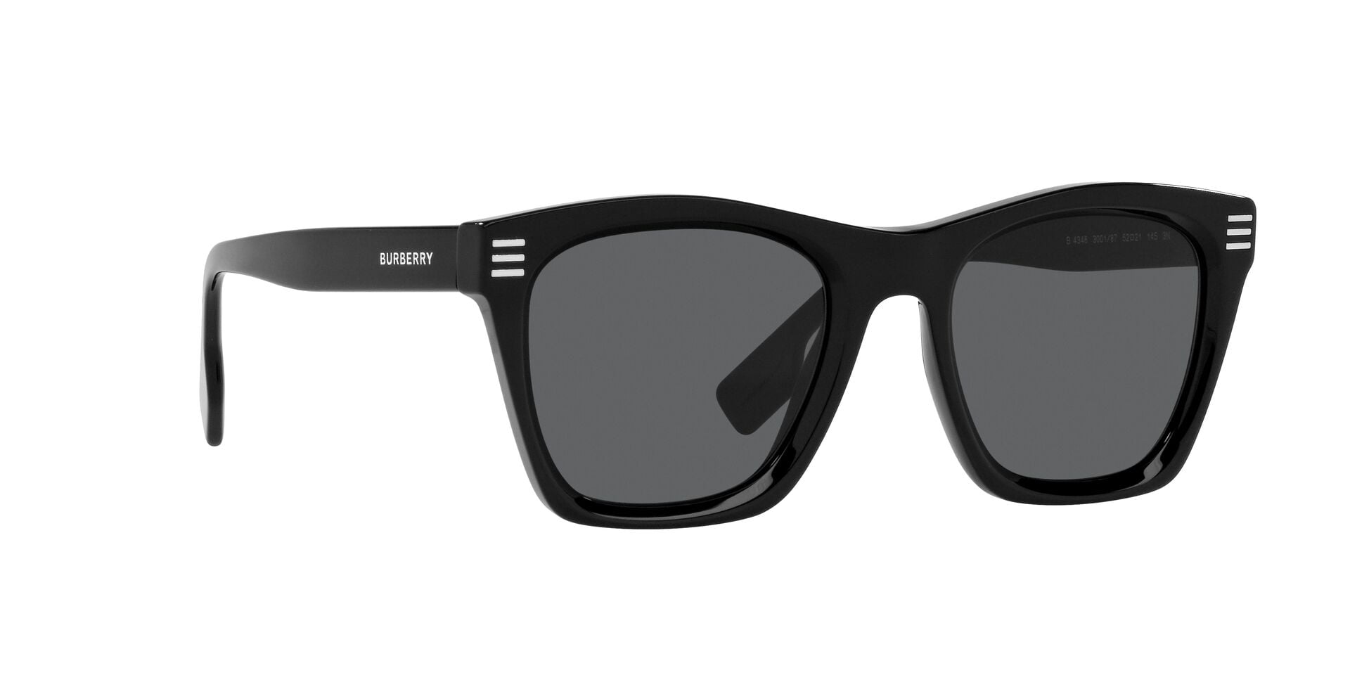 Burberry BE 4348 Plastic Unisex Square Sunglasses Black 52mm Adult