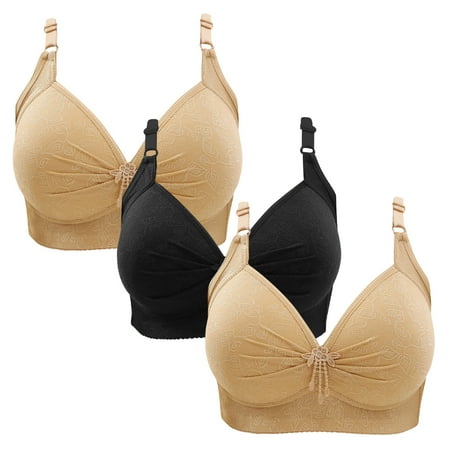 Lisbinx Nursing Bras 3pc Woman s Lace Flower Gathered Together Large Size Daily Bra Underwear No Rims Seasonal Discounts