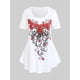 thumbnail image 1 of Camiseta Talla Extra Estampado Cráneo Curvo Rosa Rosegal  Camisetas tallas grandes, 1 of 5