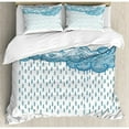 thumbnail image 3 of Farmhouse Decor Twin Size Duvet Cover Set, Funk Style Cute Cloud Forms Made with Spiral Lines Twister Cyclone Drawing Print, Decorative 2 Piece Bedding Set with 1 Pillow Sham, Blue, by Ambesonne, 3 of 3