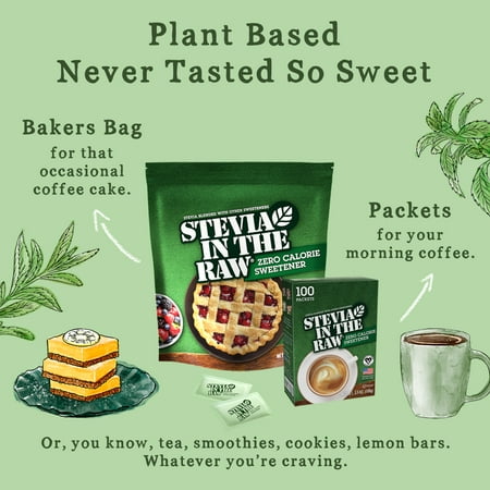 Stevia In The Raw Bakers Bag | Plant Based Zero Calorie Sweetener| Sugar-free Sugar Substitute for Baking| Suitable For Diabetics | Vegan, Gluten-Free | 9.7oz Bag