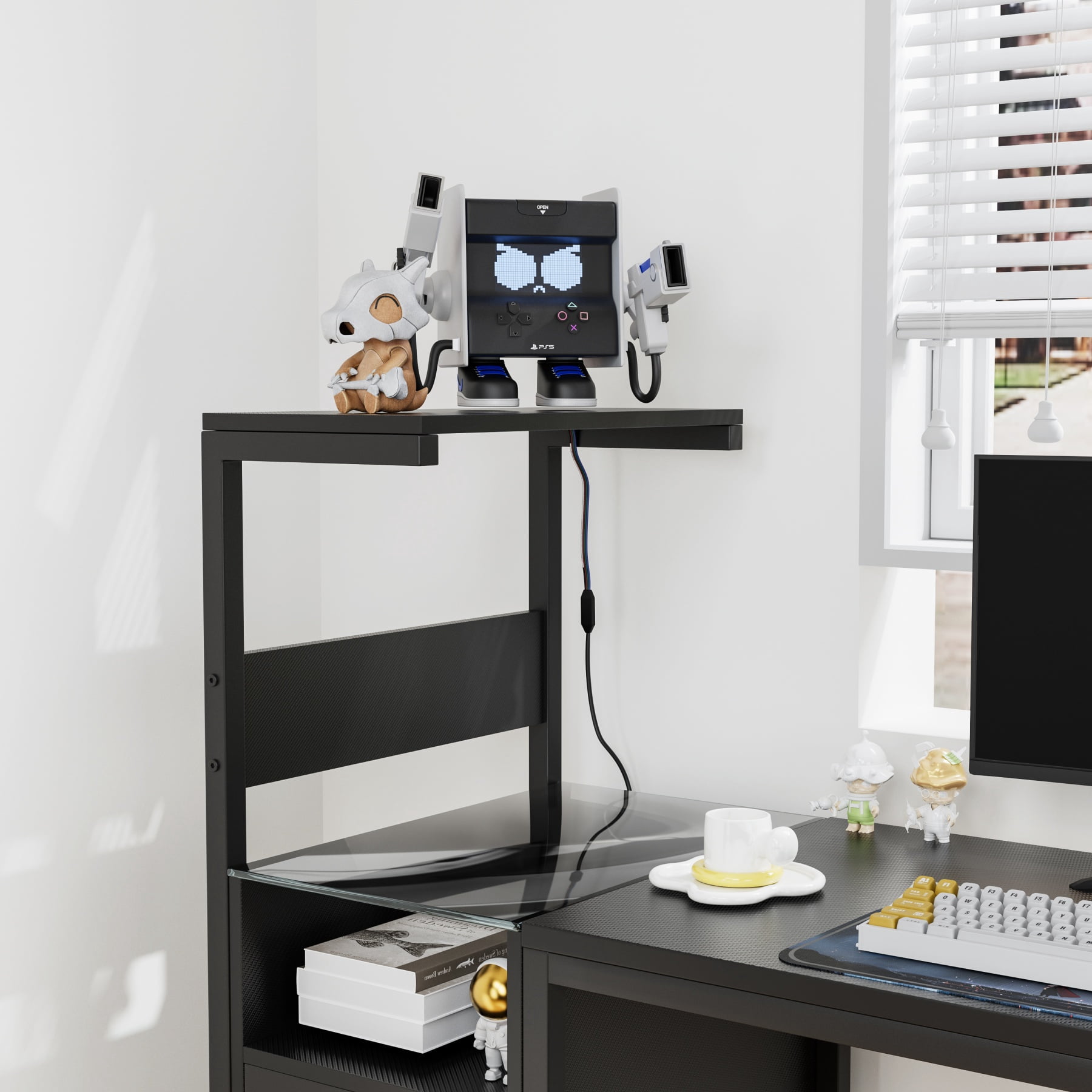 48”Computer Desk with Storage Drawers,Wood Home Office Desks with USB Ports Charging Station,Study Writing Table with Reversible Shelves for Study Bedroom Apartment (Black)