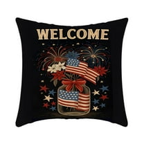 Diceymbol Patriotic Square Pillow Cover Machine Washable Polyester Cushion Case for Memorial Day Decor