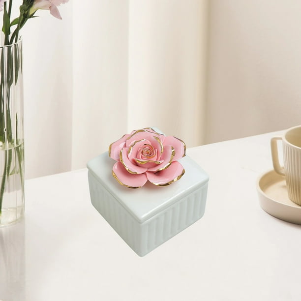 Fiudx Tarro de Cerámica, Organizador de Joyas Dorado Pintado a Mano, Elegante Candelabro, Decoración Versátil para Bodas, Regalo Perfecto para Cumpleaños, Elegante Detalle para El Hogar, Pieza Comple