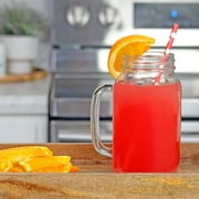 Darware Mason Jar Mugs with Handles (24oz, Clear, 4-Pack); Glass Drinking Glasses for Cold Beverages, Decoration, Storage, Party Favors, Cocktails, Floats