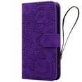 thumbnail image 3 of SaniMore Embossing Flip Wallet Case for iPhone 13 Pro, [RFID Blocking] PU Leather Cover with Card Holder & Kickstand Wrist Strap Magnetic Clasp All-Inclusive Protective Shell, Purple, 3 of 8