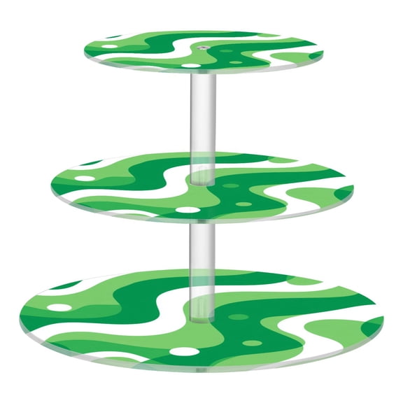 3 Tier Acrylic Cupcake Stand Light Green Flowing Lines Dessert Display Tower for Birthday Wedding Party
