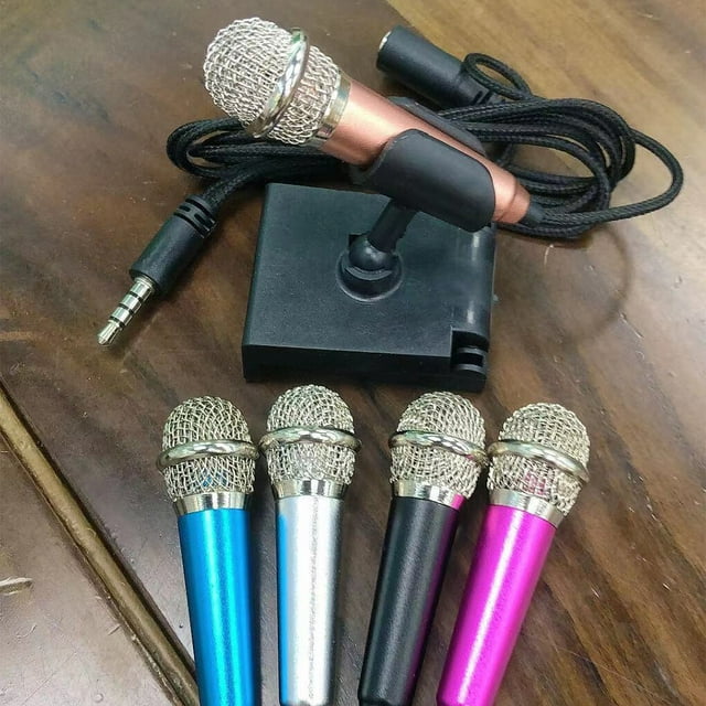 Langgg Mini Microphone Computer Laptop Karaokes Party Studio Speech Handheld Condenser 3.5mm Mic Holiday Performing Audio Blue