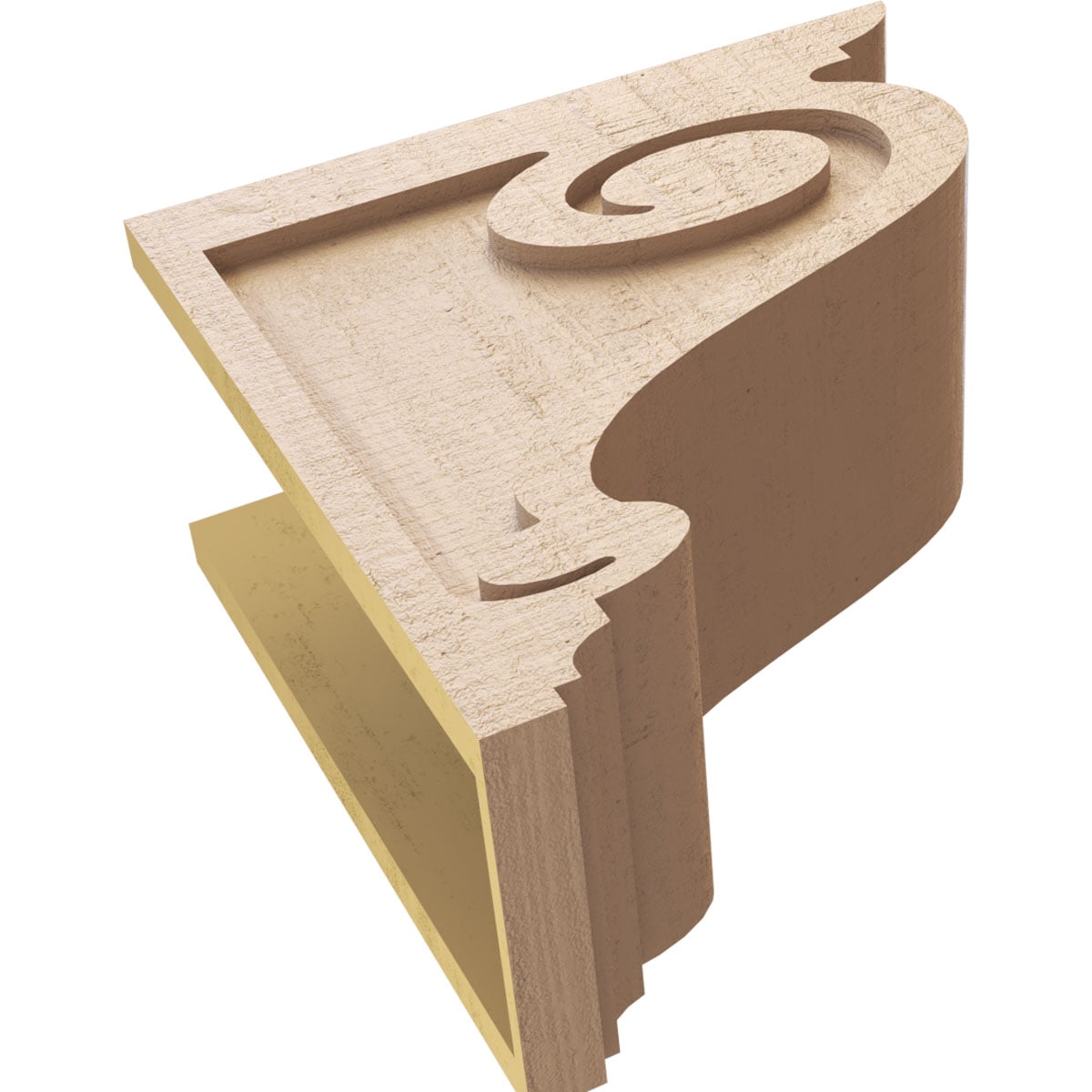 8"W x 16"D x 16"H Classic Scroll Rough Cedar Woodgrain TimberThane Corbel, Primed Tan