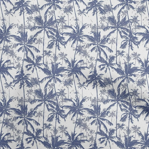 oneOone Silk Tabby Medium Blue Fabric Tropical Palm Tree Sewing Material Print Fabric By The Yard 42 Inch Wide
