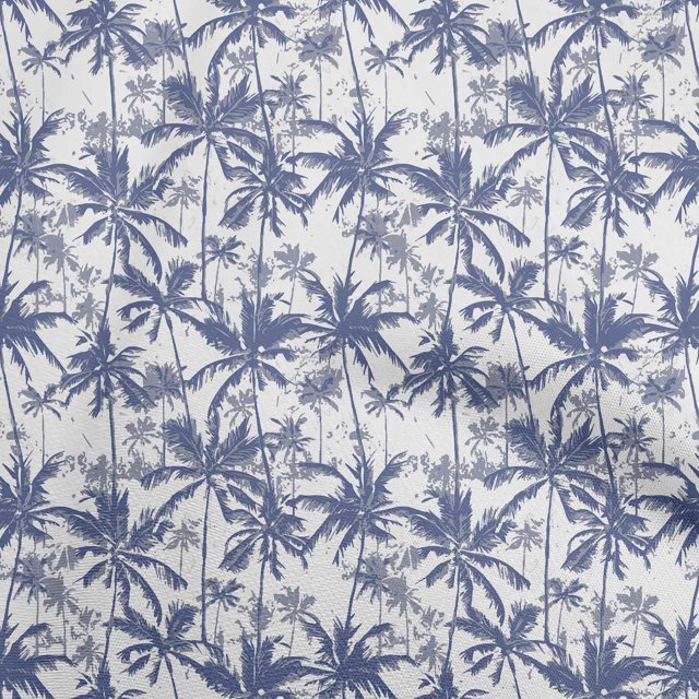 oneOone Cotton Cambric Medium Blue Fabric Tropical Palm Tree Craft Projects Decor Fabric Printed By The Yard 56 Inch Wide