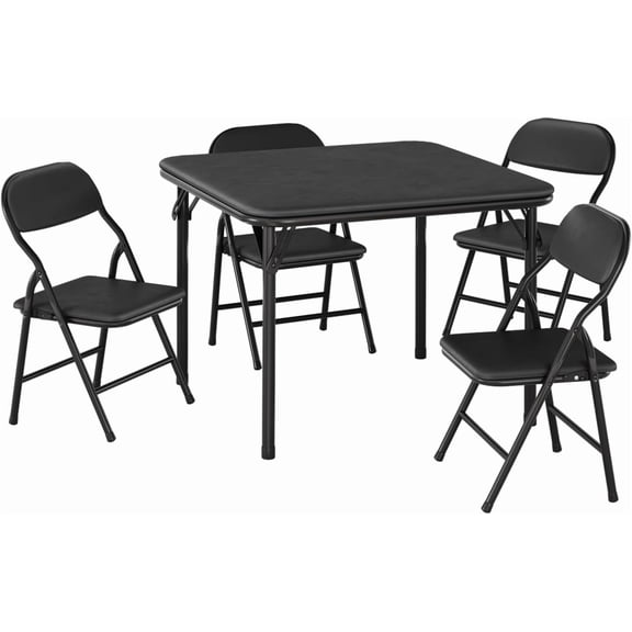 Towallmark Kids Folding Table and 4 Chairs Set for Daycare and Classrooms, Children's Activity Table and Chairs Set, Black