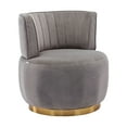 thumbnail image 3 of Swivel Accent Chair, 360 Degree Swivel Cuddle Barrel Sofa Chairs with Metal Base, Modern Round Accent Arm Chair Swivel Small Single Sofa for Living Room, Bedroom, Office, Gray, 3 of 9