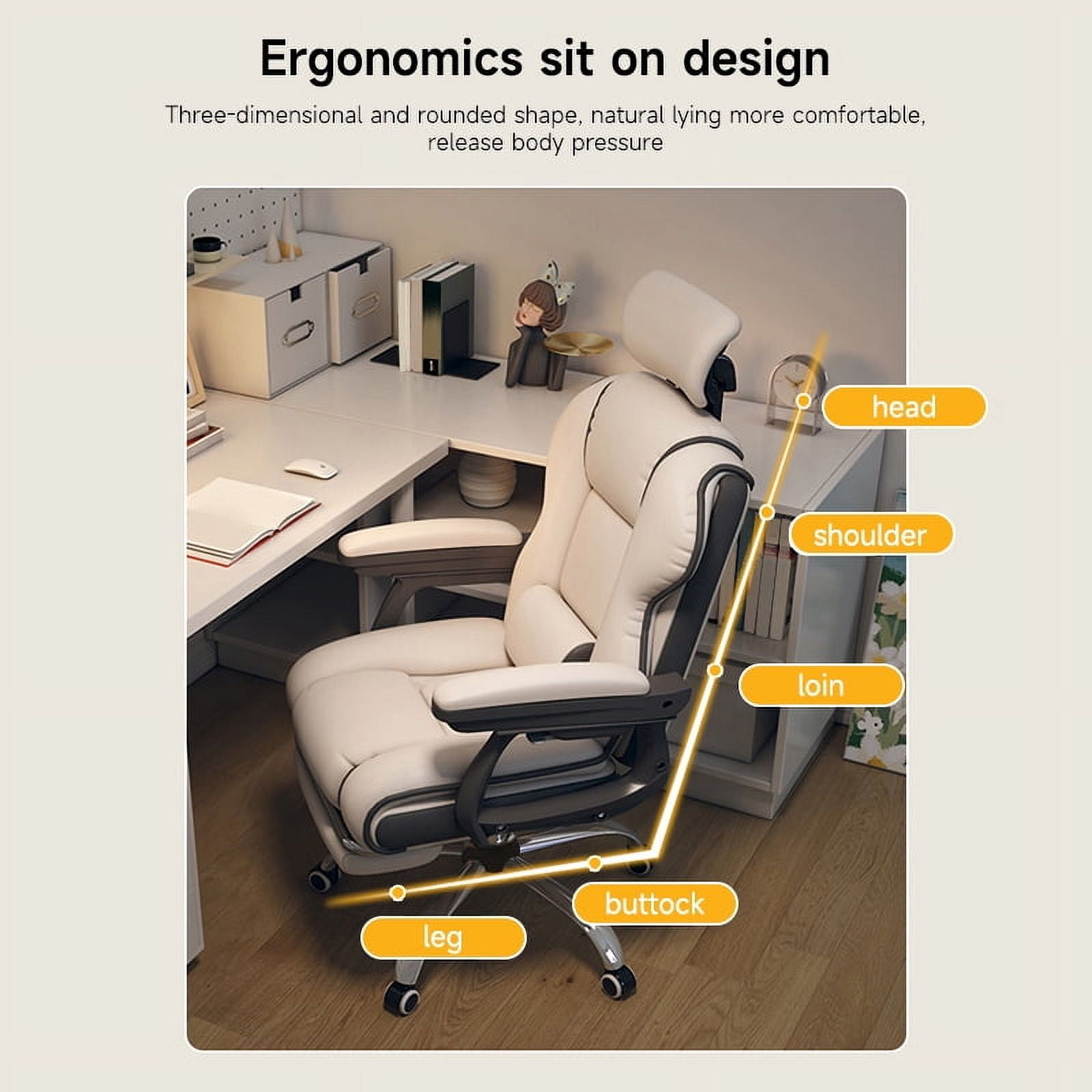 Executive Office Chair, Reclining Office Chair with Footrest ，Ergonomic Computer Desk Chair with Lumbar Support, Big and Tall Home Desk Chair, High Back Gaming Chair for Office Home Study