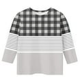 thumbnail image 4 of JTSRKL Fall Shirts Teen Girls Cute 3/4 Lenght Sleeve Plaid Striped Color Block Print Crewneck Basic Workout Tees Shirt Loose Fit Cotton Tunic Blouse Tops Gray 5-6 Years, 4 of 5