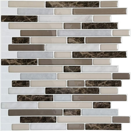 stick tile backsplash kitchen peel brown tiles bathroom piece x12 sticker sheet 3d mosaic pvc art3d cart marble shopping walmart
