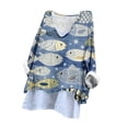 thumbnail image 5 of Busydd Womens Tops Fashion Boho Floral Print Cotton Linen Shirts Long Sleeve Round Neck Summer Tops Loose Fit Plus Size Blouses Casual Comfort Tshirts Basic Oversized Tee Tops for Women,S-5XL, 5 of 7