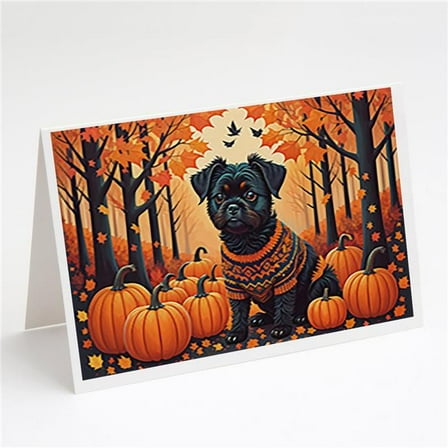 5 x 7 in. Unisex Affenpinscher Fall Greeting Cards & Envelopes - Pack of 8