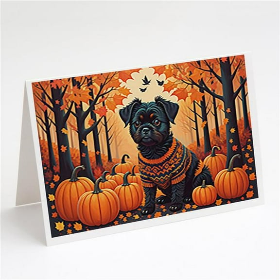 5 x 7 in. Unisex Affenpinscher Fall Greeting Cards & Envelopes - Pack of 8