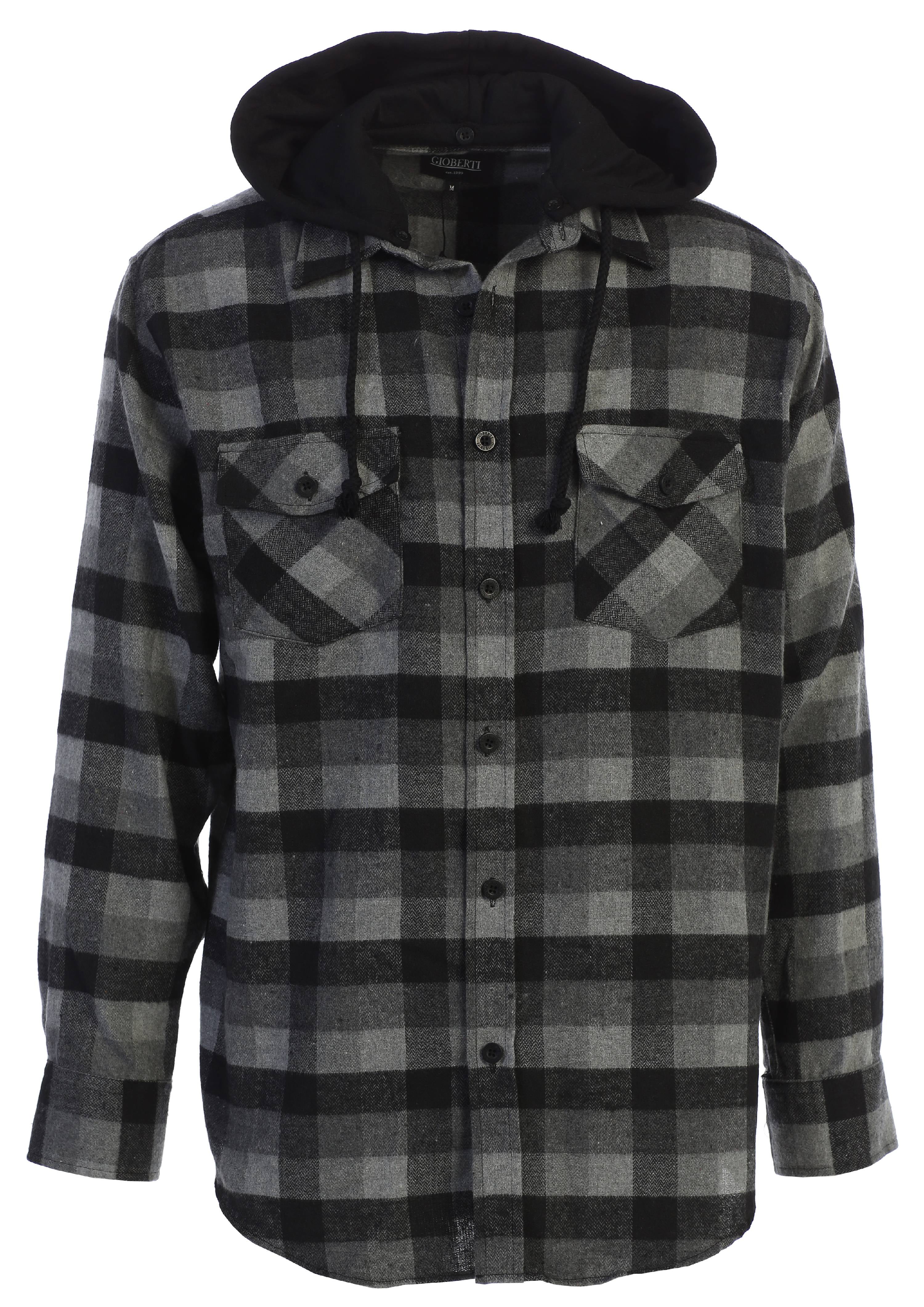 Gioberti Men's Removable Hoodie Plaid Checkered Flannel Button Down ...
