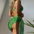 thumbnail image 4 of Maillots de Bain 3 Pcs pour Femmes Ensemble Bikini Triangle Sexy String avec Paréos, 4 of 8