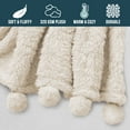 thumbnail image 4 of PAVILIA Ivory Cream Sherpa Twin Throw Blanket with Soft Pom Pom Fringe, Plush Cozy Warm Sherpa Blankets for Couch Bed Sofa, Fuzzy Fleece Throw with Pompom, Lightweight Fluffy, Ivory, 60x80 in, 4 of 8